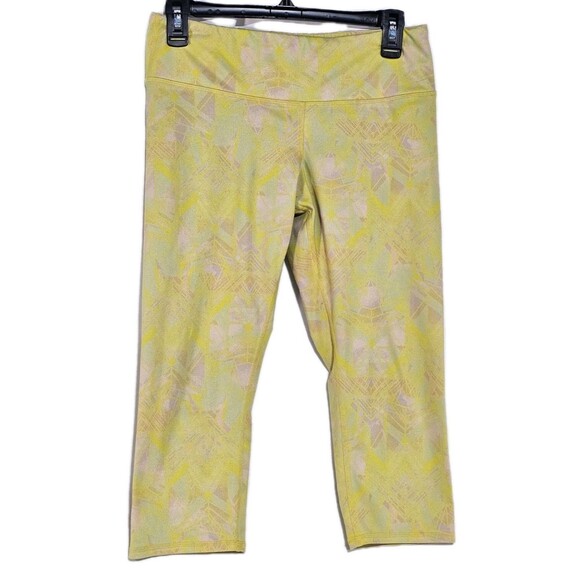 Alo Yoga Leggings Airbrush Capri Yellow Zest Indio Geometric Size M Athleisure - Picture 2 of 8
